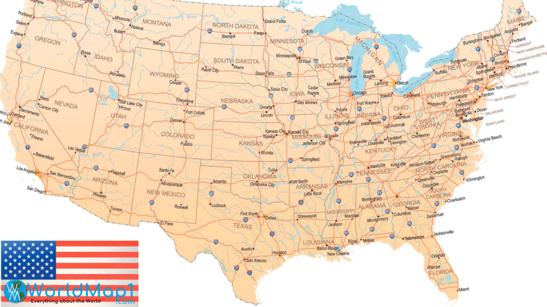 United States Interstate Highways with New York State